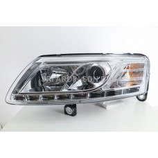 AUDI A6 04-07 Chrome Projector Head Lamp w LED